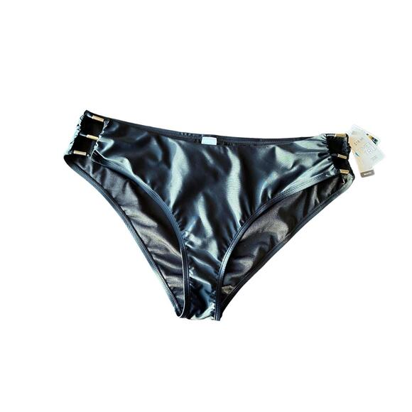 Swim Bottom Beaded Mid Rise Black Time And Tru Women's Plus 1X - Picture 2 of 9